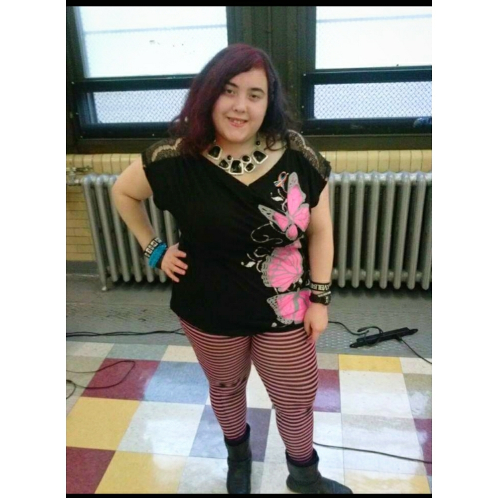 💖Cute black top / pink butterflies Size 2X